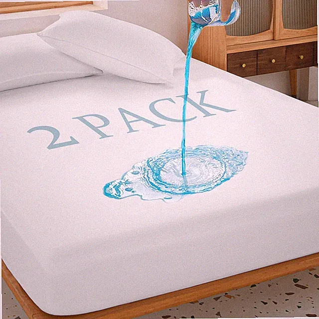 2 Pack Twin Waterproof Mattress Protector Deep Pocket Twin, White