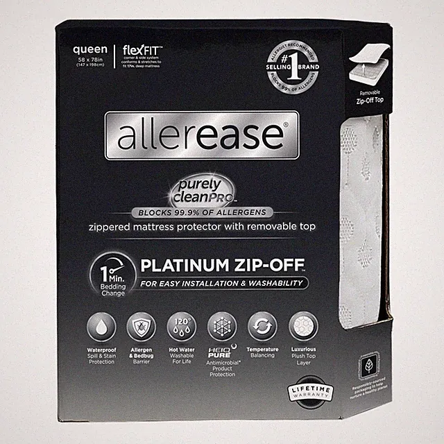 ALLEREASE PLATINUM ZIPOFF TOP MATTRESS PROTECTOR QUEEN