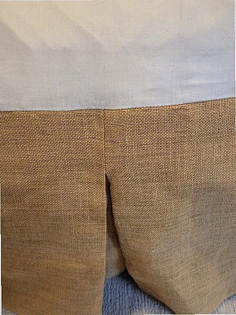 Ballard Designs King Bedskirt Burlap Jute Tailored 73” x 77” 19” Natural