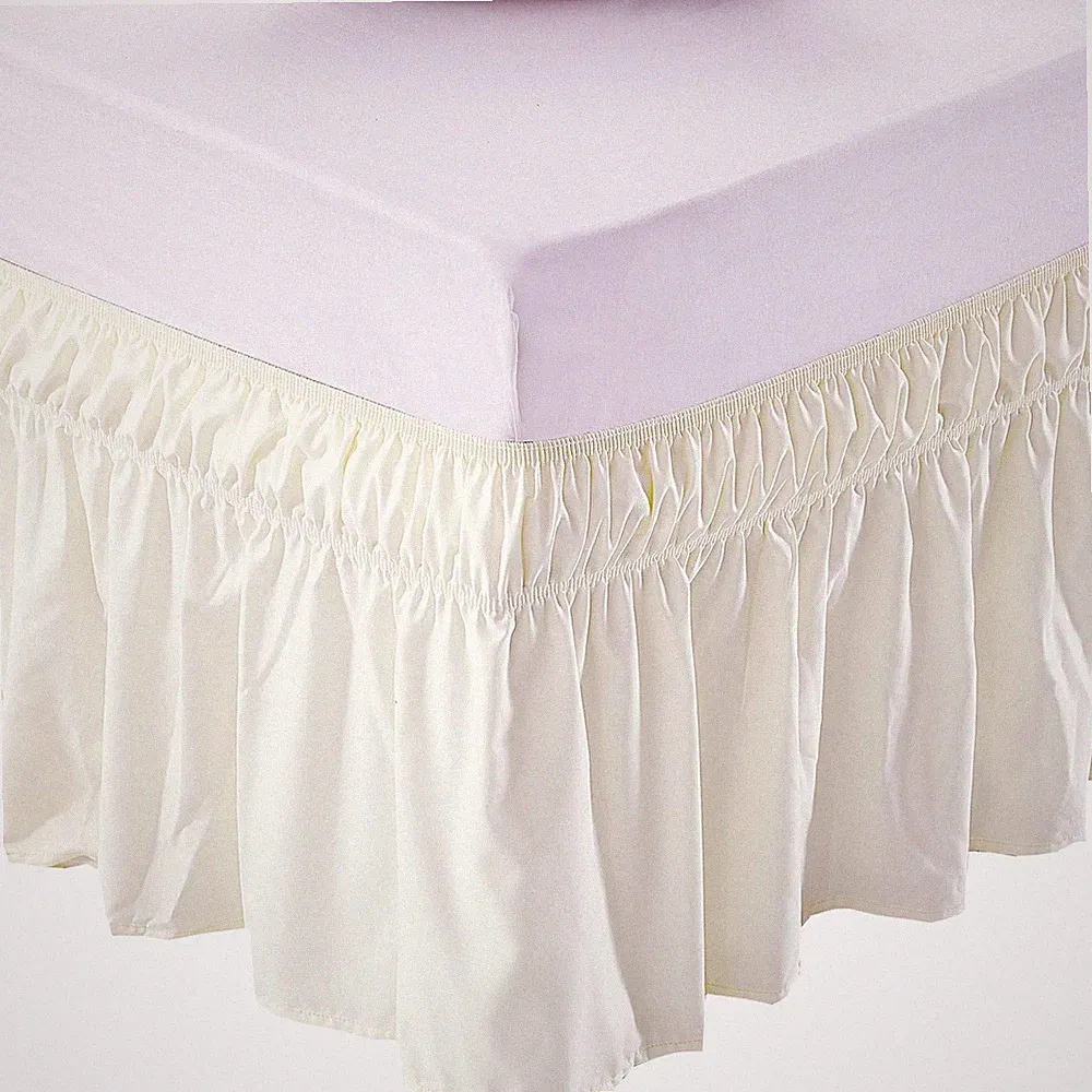 Bed Skirt Easy to Install Wrap Around Dust Ruffled Ivory Skirts for Twin and...