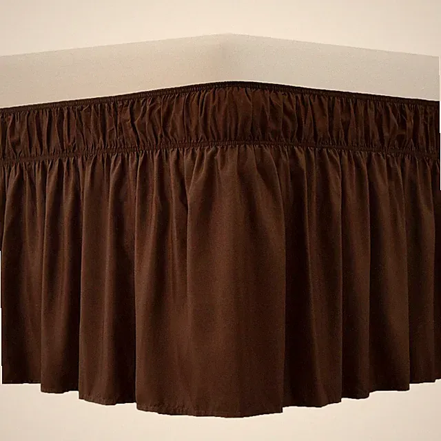 Bed Skirt Three Fabric Sides Elastic Wrap Around Dust Ruffled Solid Bed Skirt...