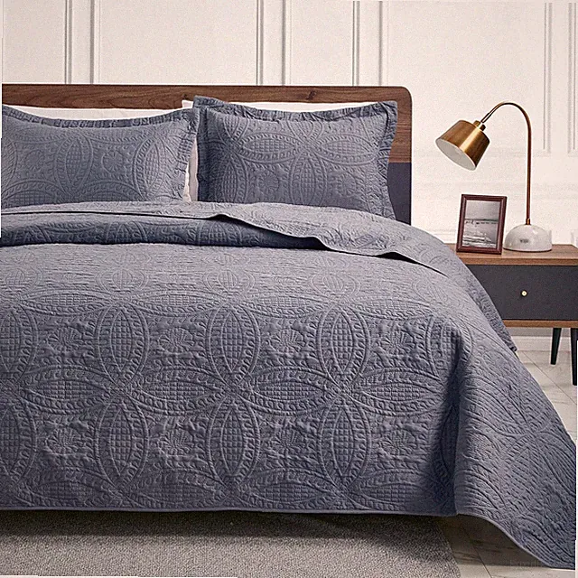 California King Size Quilt Set Blue Bedspreads - Soft Summer Lightweight Bedspre