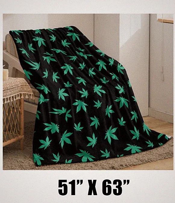 Cannabis/Weed Throw Blankets 51 in x 63 in