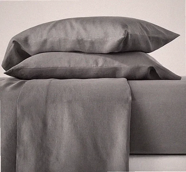 Casaluna Full Size 100% Washed Hemp Solid Sheet Set Metal Gray