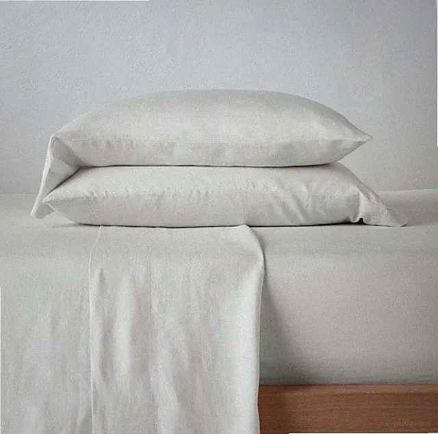 Casaluna Hemp Snowfall White Natural Full Size 4 Piece Sheet Set New