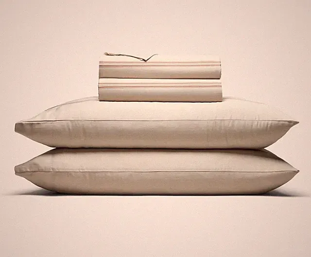 Cozy earth Queen Bamboo Sheet Set w/Canvas Bag-Baja Stripe In Maple -NWT $328
