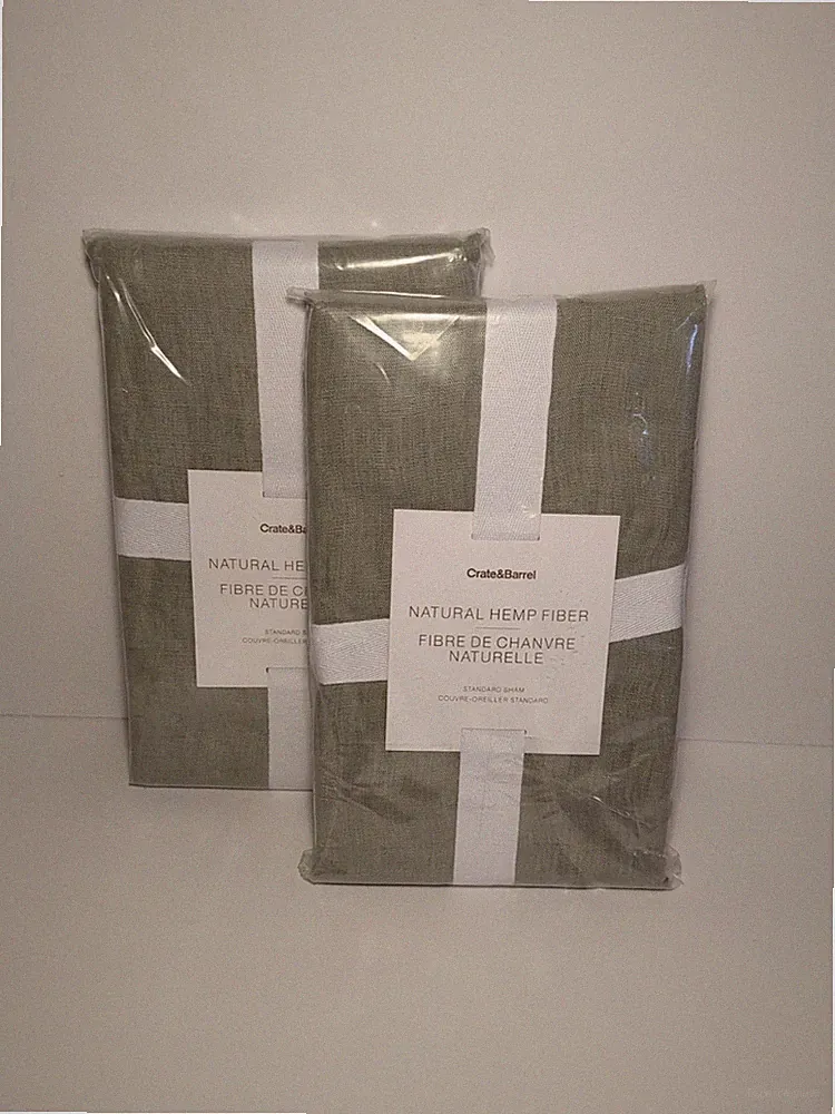 Crate & Barrel Bedding Pure Hemp Standard Shams Set Of 2 Natural Portugal