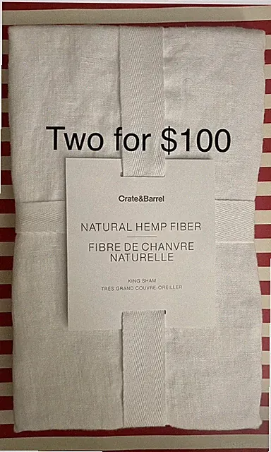 Crate&Barrel White Natural Hemp Sham (King/White/202-671)