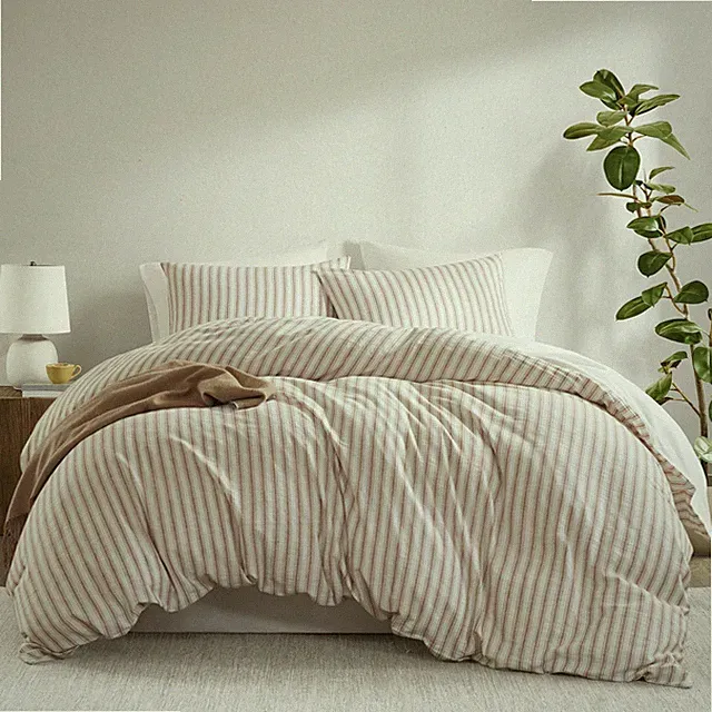 Duvet Cover Set for Hot Sleepers - Linen Cotton Rayon Blend, King Size 3 Piec...