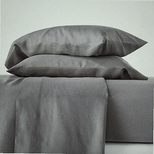 King 100% Washed Hemp Solid Sheet Set Metal Gray - Casaluna