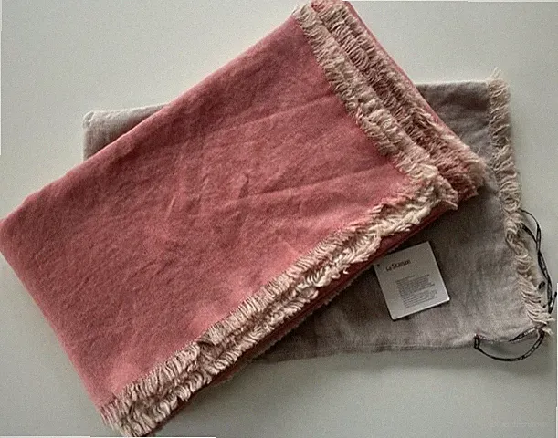 LE STANZA GI DESIGN Jute Bed Cover Reversible Gradation Salmon Natural NWT