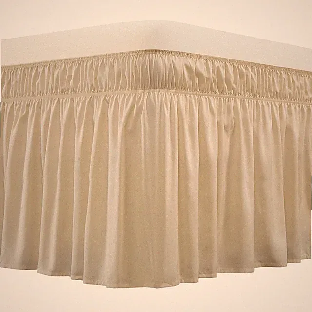 MEILA Wrap Around Bed Skirt Three Fabric Sides Elastic Dust Ruffled 16 Inch Tail