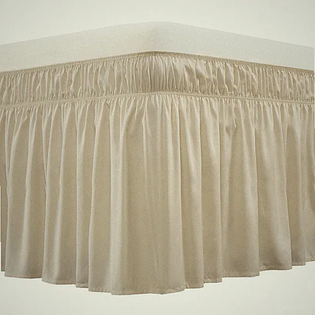 MEILA Wrap Around Bed Skirt Three Fabric Sides Queen/King-16" Drop, Beige