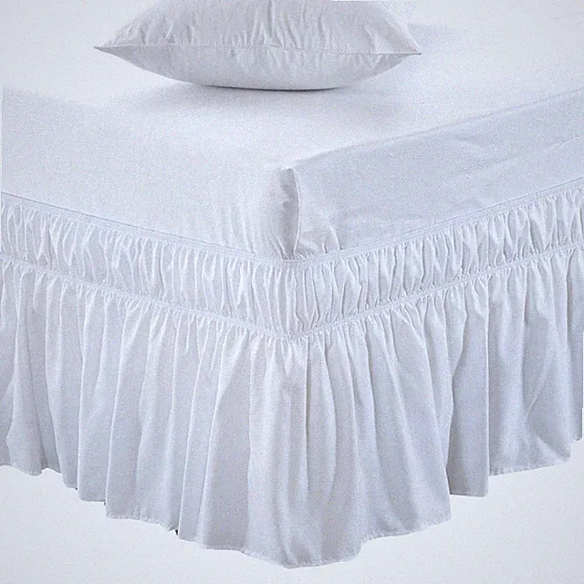 MEILA Wrap Around Bed Skirt Three Fabric Sides Queen/King-16" Drop, White