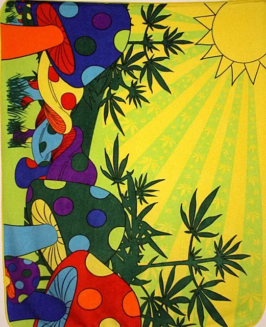Mushroom Marijuana Blanket Stoner Weed Pot MMJ 420 Psychedelic Blanket (New)