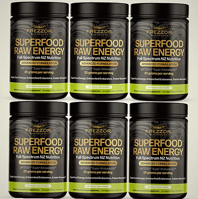 Natural Superfoods Raw Energy, Green Power, Vegan Hemp Health Aid FREZZOR 6 Pack