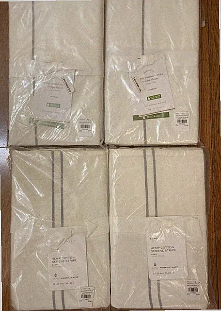 NIP! POTTERY BARN Hemp SERENE Stripe SHAM in EURO *or* STANDARD ~ Natural / Gray
