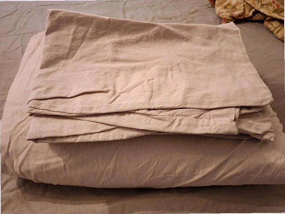 OAKE Natural Duvet Cover Set Cotton Hemp Blend Full /Queen Tan #6