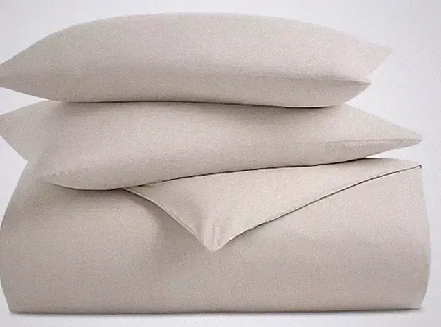 OAKE Solid Cotton Hemp Queen Comforter Set 3 pc Linen Color New