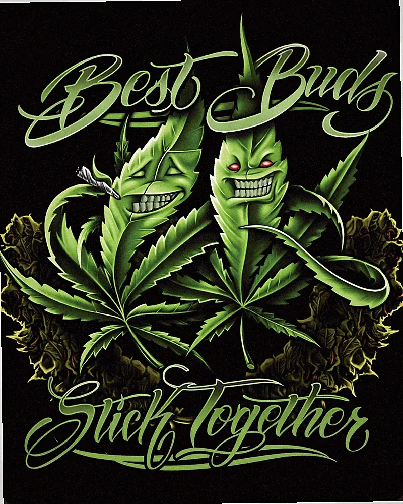 Plush Queen Best Buds Stick Together Pot Leaf Weed Faux Fur Blanket Mary Jane