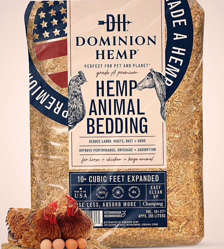 Premium Hemp Bedding for Chicken Coops 285L (~10 Cu Ft Usable Volume) - Made in