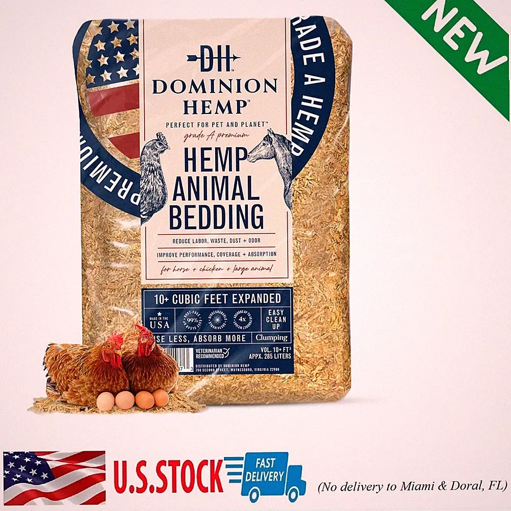 Premium Hemp Bedding for Chicken Coops in Bulk 285 Liters - USA-Grown & Proce...