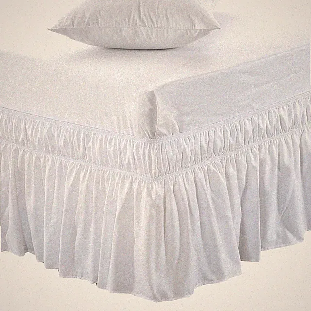 Wrap Around Bed Skirt Three Fabric Sides Elastic Dust Ruffled 16 Inch Tailore...